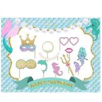 Mermaid Theme Party Paper Photo Frame Under the Sea Party Photo Props Glasses Eye Masks Little Mermaid Girl Birthday Party Decor TV Remote Controllers