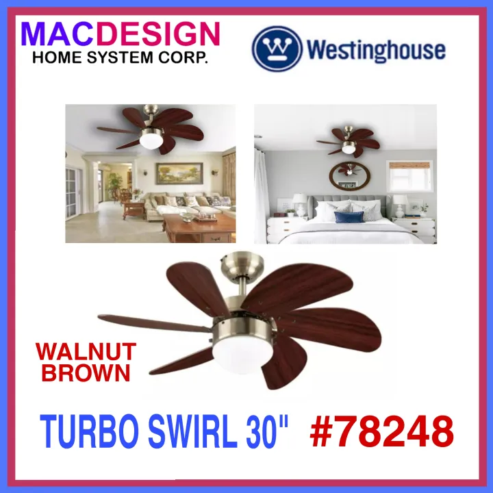 Westinghouse Ceiling Fan 30 Turbo Swirl Walnut Brown Finish 6 Blades Inches 76cm Original 78248 Lazada Ph Westinghouse Ceiling Fan 30 Turbo Swirl, Ceiling Fan Cfm Watt