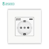 ▼ BSEED Light Switch With EU Wall Sockets Home Wall Switches 1/2/3Gang 1Way Backlight Plastic Frame Panel USB Charge Wall Sockets