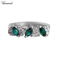 ♠Vintage Women Emerald Cubic Zirconia Inlaid Finger Ring