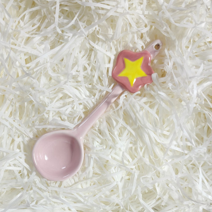 dessert-spoon-pink-spoon-lovely-spoon-girls-spoon-star-spoon-childrens-spoon-ceramic-spoon