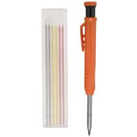 Solid Carpenter Pencil Set with Refill Leads, Built-in Sharpener, Deep Hole Mechanical Pencil Marker Marking Tool