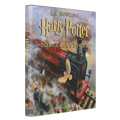 Harry Potter And The Sorcerer S Stone: The Illustrated EditionภาพประกอบสีสันสดใสJK Rowlingปกแข็งยึดติดแน่นเปิด