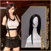 UWOWO Tifa Lockhart คอสเพลย์ Peruca ผู้หญิง,80ซม. Preto Longo Cabelo