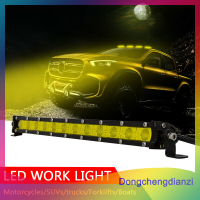 dongchengdianzi AMBER 12นิ้ว60W น้ำท่วมบางแถวเดียวหมอก LED ทำงาน Light Bar รถ SUV รถบรรทุก ATV