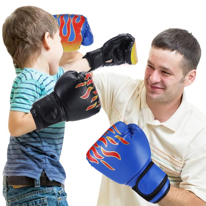 ถุงมือมวย1คู่หนังคิกบ็อกซิ่งถุงมือป้องกันผู้ใหญ่เด็กการซ้อมต่ยอุปกรณ์ป้องกันกีฬานวกชกมวย