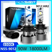 Novsight N55 9012 HIR2 หลอดไฟหน้ารถ LED 90W 18000LM 6500K ซุปเปอร์ไบร์ท ไฟ LED สีขาวสำหรับไฟสูง/ไฟต่ำ/หมอกปลั๊กแอนด์เพลย์2 ชิ้น รับประกัน 1 ปี จัดส่งฟรี