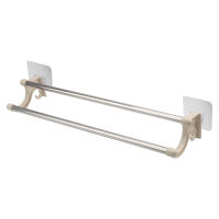 Stainless Steel Double-bar Towel Rack No Drilling Bathroom Towel Holder Cabinet Wall Shelf Rack Bathroom Shelf Storage Rack