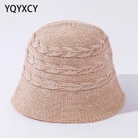 YQYXCY Bucket Hat Women Knitted Fisherman Cap Wide Brimmed Spring Summer Hats For Women Solid Color Gorro Casual Sunshade