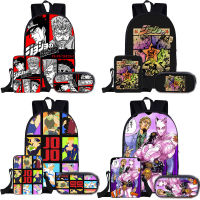 3PCS JoJos Bizarre Adventure Kujo Jotaro Anime Bookbag Waterproof School Bags Man Laptop Backpack Uni Travel Bagpack