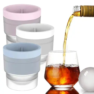 4Large Ice Ball Maker Cube Tray Big Silicone Mold Sphere Whiskey Round  Mould Set