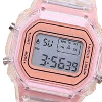 Jam Tangan Digital LED โปร่งใสกันน้ำน้ำหนักเบานาฬิกาข้อมือกีฬาเวลาที่ถูกต้อง