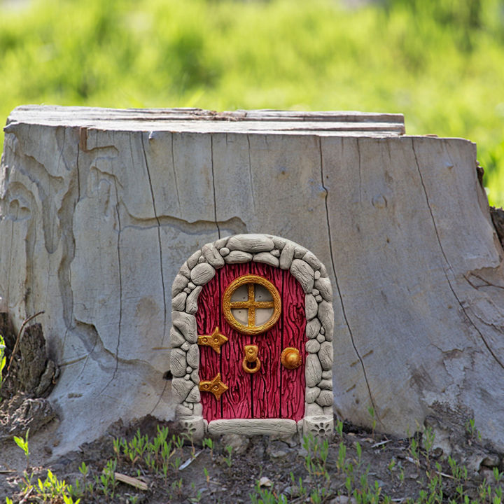 ตุ๊กตาประตูนางฟ้าเอลฟ์ขนาดเล็กงานไม้บ้านลานศิลปะตกแต่งรูปปั้นตกแต่งสวน
