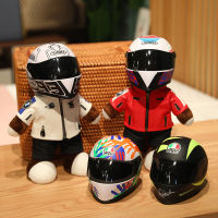 Creative Motorcycle Teddy Bear Plush Toys Stuffed Bear with Helmet Jacket Clothes Plush Dolls Soft Pillow Kids Boy Gift Present