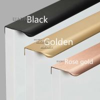 Hidden Rose Gold Cabinet Door Knobs Modern Drawer Pull Brush Aluminum Fashion Kitchen Wardrobe Furniture Pulls Handles  128mm Door Hardware Locks