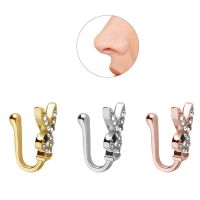 652F Crystal Rabbit Fake Nose Ring Non Piercing Clip On Nose Ring Nose Cuff Fake Piercing Jewelry Gold/Rose Gold/Silver