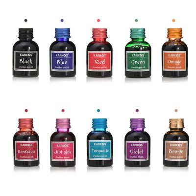 ZZOOI 30ml Pure Colorful 30ml Fountain Pen Ink Refilling Smooth Liquid Inks Stationery School 10 colors Student teacher ink Office ink