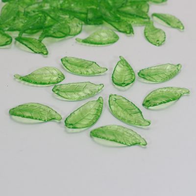 200 Transparent Green Acrylic Leaves Beads Charm 21X10mm Sewing Craft DIY