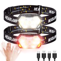 hot！【DT】 9 Led Headlamp USB Rechageable Sensor Headlight Fishing Camping Outdoor Lamp Flashlight