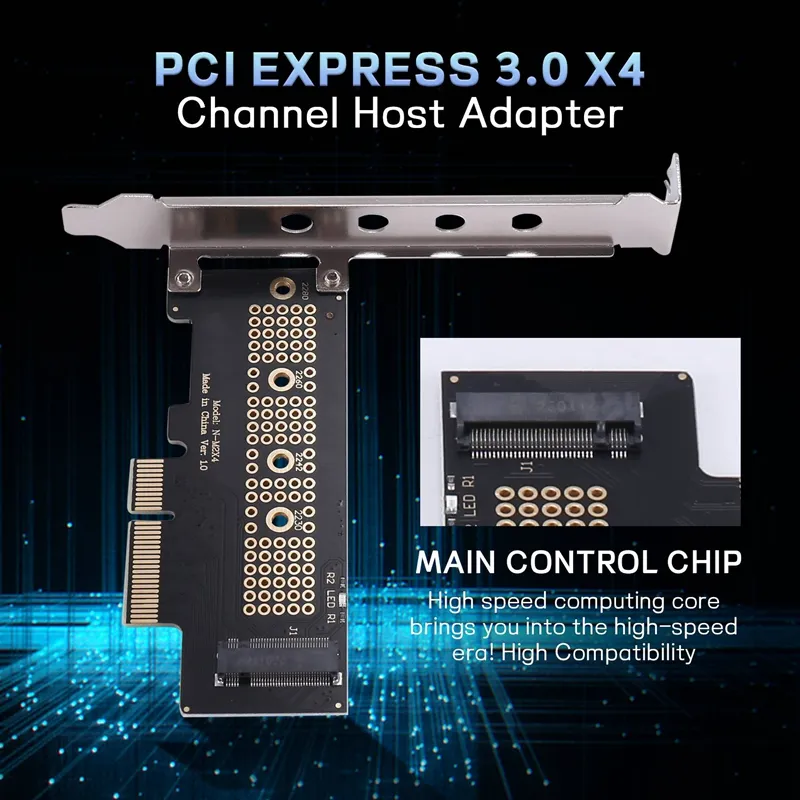 1pcs M.2 to PCI Express 1X Riser PCI-E to M.2 NVME Adapter PCI-E 3.0 X1  Convert Card M Key Connector Supports 2230 2242 2260 2280 SSD 