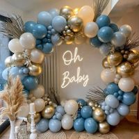 164Pcs Blue Macaron Balloon Arch Garland Kit White Sand Chrome Gold Birthday Balloons Baby Shower Party Backdrop Decorations