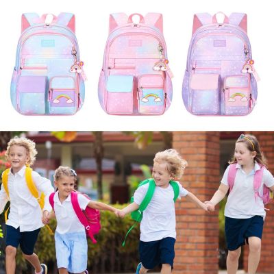 กระเป๋านักเรียน BMGS60สีไล่ระดับสีจุได้เยอะกระเป๋าเป้นักเรียนคุณภาพสูงน้ำหนักเบาเด็กอนุบาล