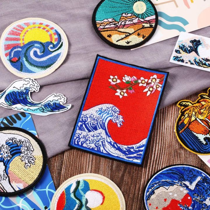 12pc-wave-off-kanagawa-patch-embroidered-applique-badge-iron-on-sew-on-emblem-for-craft-decoration-and-diy-clothes-dress