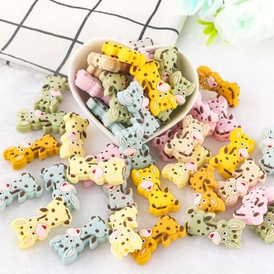 Sunrony 5/10 Pcs Giraffe Cartoon Silicone Beads Baby Food Grade For DIY Pen Pacifier Chain jewelry Handmade Bracelets Accessorie DIY accessories and o