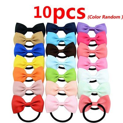 10ชิ้น/ล็อตอุปกรณ์เสริมผมสำหรับเด็ก Bowknot ยางยืดรัดผมสีสันสดใส Headbands แฟชั่นสาวที่รัดผม