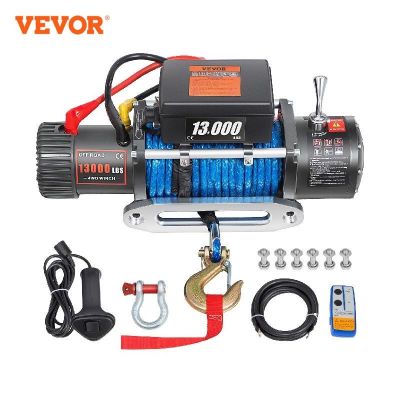 VEVOR 13000LBS 12V Electric Winch for 4X4 80FT Synthetic Car Trailer Ropes Towing Strap With Wireless Control ATV Truck Off Road