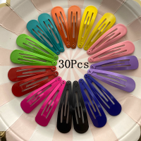 202130PcsSet 5Cm Mix Solid Color Metal Hairgrip Girls Snap Hair Clips For Children Baby Hair Accessories Women Barrettes Clip Pins