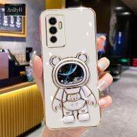 AnDyH Phone Case Vivo V23E 4G/V23E 5G/S10E/Y75 4G/V20 SE/Y70 2020 6DStraight Edge Plating+Quicksand Astronauts who take you to explore space Bracket Soft Luxury High Quality New Protection Design