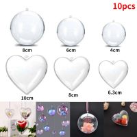 10pcs Transparent Open Plastic Christmas Ornament Ball Clear Bauble for Xmas Party Kids Gift Present Box Decorations