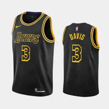 Anthony Davis LA Lakers Men's Black Finals Jersey #3 Black Mamba