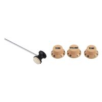 【CW】 1 Set Cream Dark Blue Font Volume Tone Guitar Control Knobs  amp; 1 Pcs Shaft Black Drum Pedal Bass Drum Beater