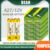 100PCS แบตเตอรี่อัลคาไลน์12V 27A V27GA G27A MN27 MS27 K27A A27 ALK27A A27BP L828สำหรับปลุกรีโมทคอนลของเล่น