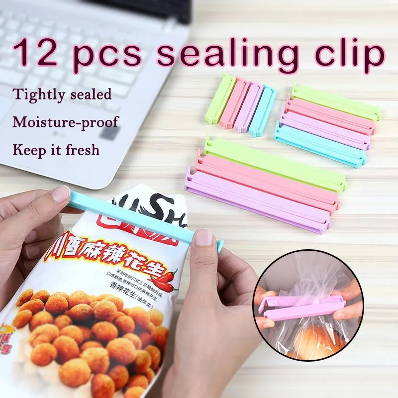 12pcs Snack Bag Clips For Sealing & Keeping Food Fresh, Portable