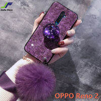 JieFie เคสโทรศัพท์สำหรับ OPPO Reno 2,เคสโทรศัพท์แฟชั่นลายหินอ่อนฟอยล์สีทองกลิตเตอร์แวววาวสายคล้องมือสำหรับ OPPO Reno 2