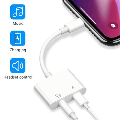 Chaunceybi 2 In 1 Lightning To 3.5mm Audio iPhone 14 13 Aux Jack Headset Converter Splitter Charging Earphone Cable