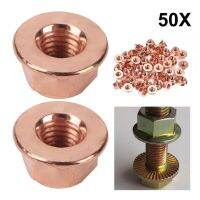 50PCS M8 Copper Flashed Exhaust Nuts SW 13 Copper Manifold Stud Hex Nut 8Mm Turbocharger Manifold Nut Car Fasteners Accessories