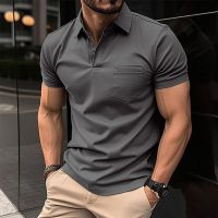 2023เสื้อผู้ชายแฟชั่นเสื้อยืดแขนสั้นมีกระเป๋าเสื้อเชิ้ตทางการ,เสื้อลำลองฤดูร้อนเสื้อผู้ชายขนาดใหญ่พิเศษเข้ารูป