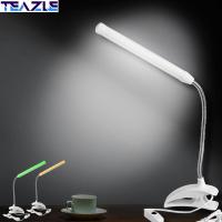 TEAZLE ที่หนีบโคมไฟ LED USB ปรับได้ข้างเตียงแบบยืดหยหดได้ไฟอ่านหนังสืออ่านหนังสือตั้งโต๊ะ