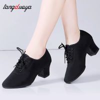 Latin Ballroom Dance Shoes for Women Lace-up Practice Closed Toe Modern Salsa Womens Dance Teaching Performance Dancing Shoes