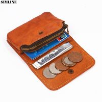 Genuine Leather Wallet For Men Women Brand Vintage Handmade Short Small Mens Wallets Purse Card Holder With Zipper Coin Pocket