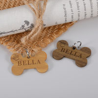 Customized Wooden Dog ID Tags Anti-lost Name Wood Bone Tag for Puppy Personalized Number Nameplate Dog Collar Cat Necklace