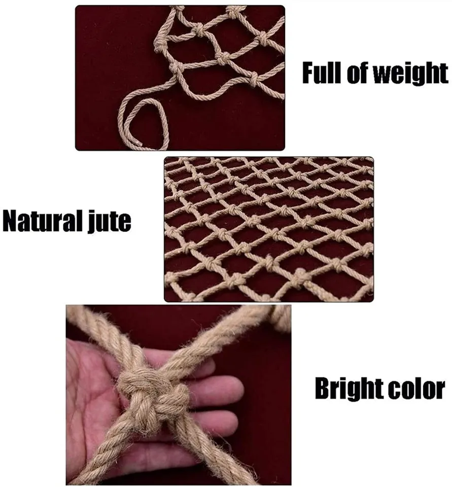 Child Safety Net Climbing Netting Nature Jute Rope Decorative Net Garden  Balcony Stair Protection Fence Anti Dog Cat Bird Net