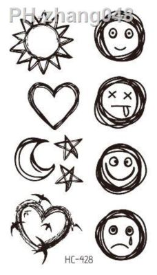 Sun Stars Smiley Face Temporary Tattoo Sticker Waterproof Women Men Adults Fake Body Art New Design 10.5X6cm Kids Hand Tatoo