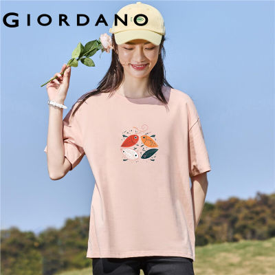 GIORDANO Women Pets Series T-Shirts Simple Fashion Print Tee 100% Cotton Crewneck Short Sleeve Casual Summer Tshirts 99393151 vnb