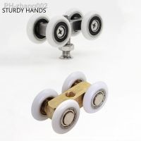 4pcs Shower Room Glass Door Hanging Wheel Bathroom Sliding Door Pulley Glass Door Accessory Pulley 4 Wheels Guide Rail Roller