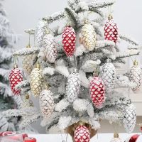 5Pcs Christmas Painted Pine Cone Balls Hanging Pendants Merry Christmas Tree Decoration for Home Xmas Ornament Gift Navidad 2023 Christmas Ornaments